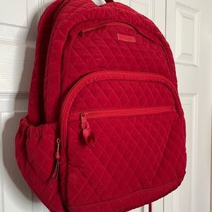 Vera Bradley Red Microfiber Campus Backpack Flaw